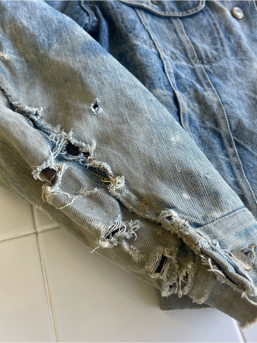 Vintage Lee Storm Rider Denim Jacket M Distressed Blanket Lined Workwear Faded - Picture 5 of 16